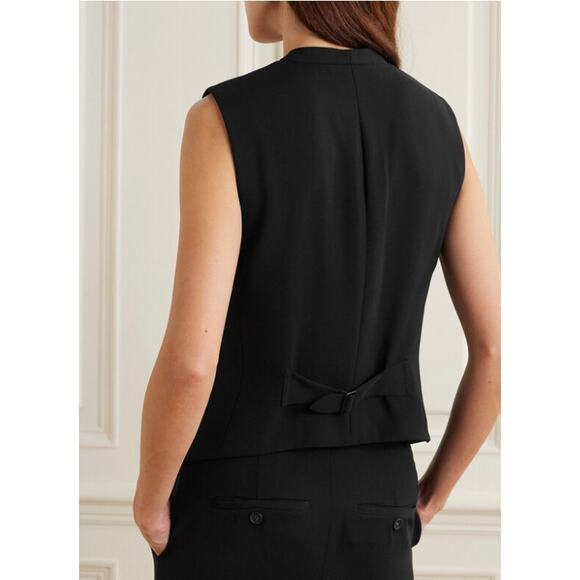 Vince Black Cutaway Crepe Vest in Black - Picture 11 of 15